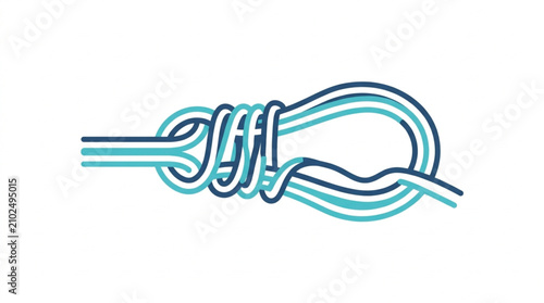 Schilderij op canvas Illustrated rope knot in turquoise and white colors.