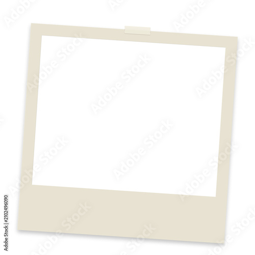 Blank polaroid photo frames pinned on a clean white background