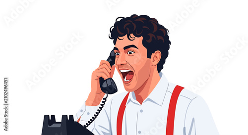 Принти на полотні Eager Male Broker Shouting Into Telephone