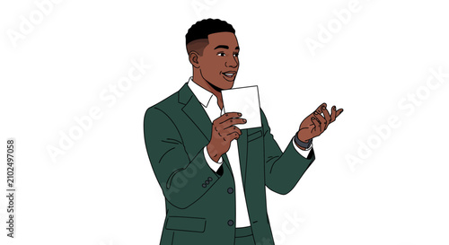 Fotografie African American Moderator Holding Question Card