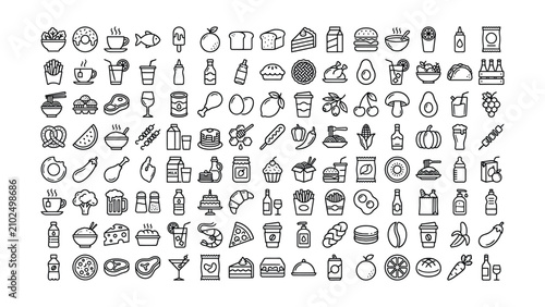 Obraz na płótnie A comprehensive collection of outline vector icons representing a wide variety o