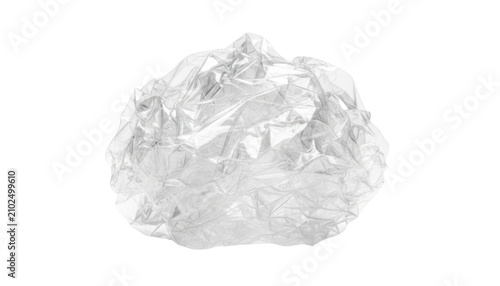Transparent crumpled plastic wrap texture, clear polyethylene film bundle, wrinkled packaging material for recycling concept isolated PNG with Transparent Background
