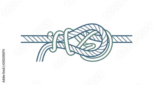 Bilde på lerret Illustration of a rope knot tied on a line.