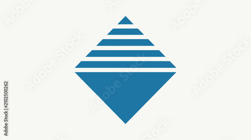Blue diamond pyramid icon with horizontal tiered layers.