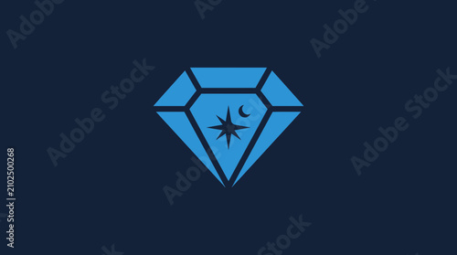Blue diamond star crescent icon.
