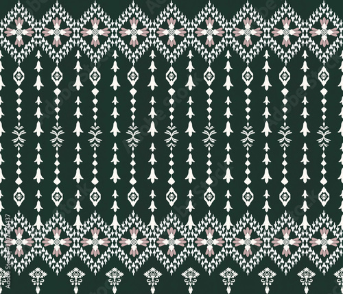 It style textile art is suitable for all occasions. Abstract, ethnic, green background, geometric patterns. Ideal for textiles, pillows, curtains, clothing, vector images, background images.