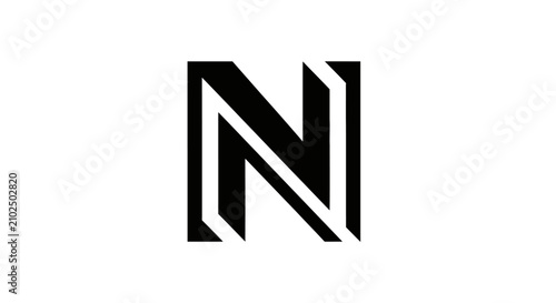 Stylized letter n logo abstract geometric design