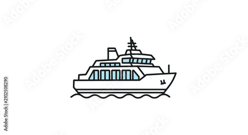 Foto Modern passenger ship cruising on ocean waves