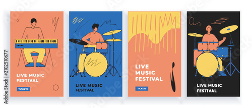 Foto Live Music Festival Social Media Poster and Instagram Story Template Set