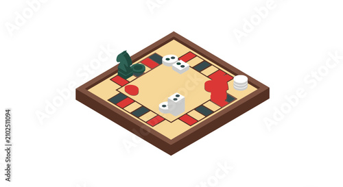 Фотография Isometric Board Game with Dice and Playing Pieces