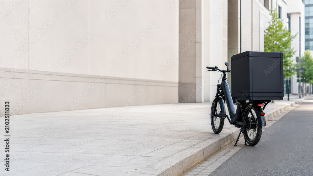 Fototapeta premium Electric Cargo Bicycle with Copy Space
