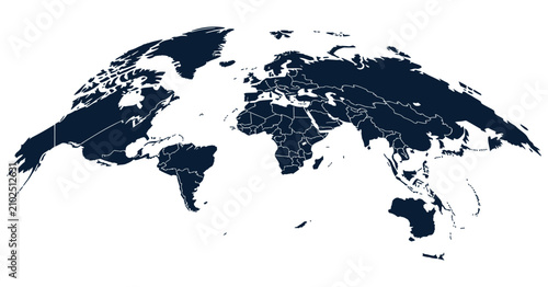 фотографія World map silhouette vector illustration, curved half globe of blue Earth, globa