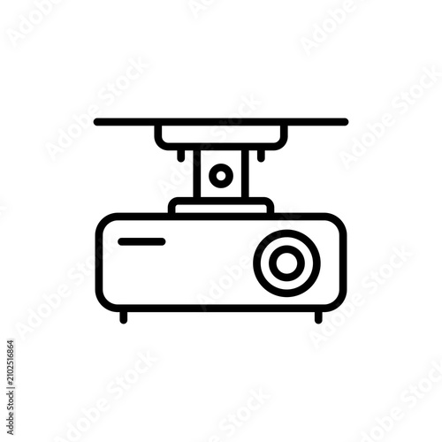 Minimal icon of a projector device mounted on a ceiling or wall bracket fixture.