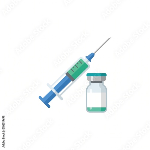 Fotografie Medical Vaccination Syringe With Glass Medicine Vial For Healthcare Immunization