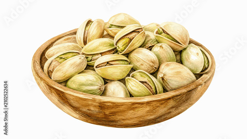 Картината върху платно pistachio nuts In the cup isolated watercolor vector illustration svg