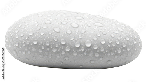 Gray smooth stone pebble isolated on white surface