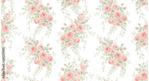 Pink floral seamless pattern with delicate petals