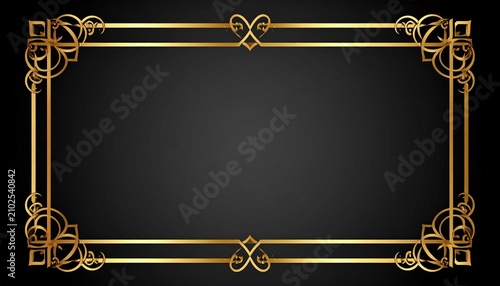 Luxury gold filigree frame over a dark textured background