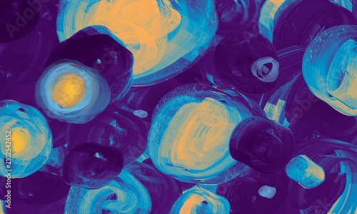 Konstfotografi Abstract Blue and Orange Organic Round Shape Background with Painterly Pebble Te