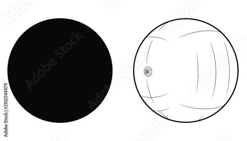 Fotografie Volleyball Sports Equipment for Game Play with Round Shape and Black Lines Carto