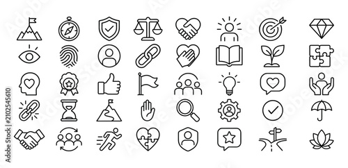 Vászonkép Core values line icons set