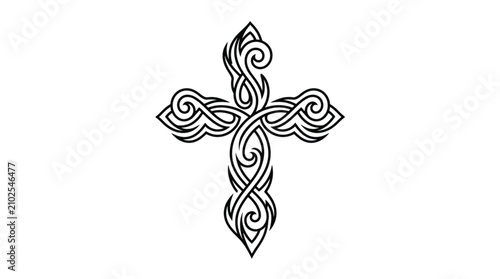 Billede på lærred Intricate Celtic Cross with Swirling Patterns.