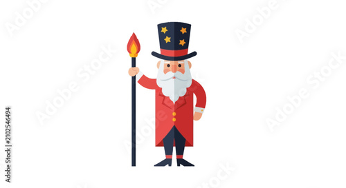 Fotografía Vintage style statesman figure with star hat holding a flaming torch