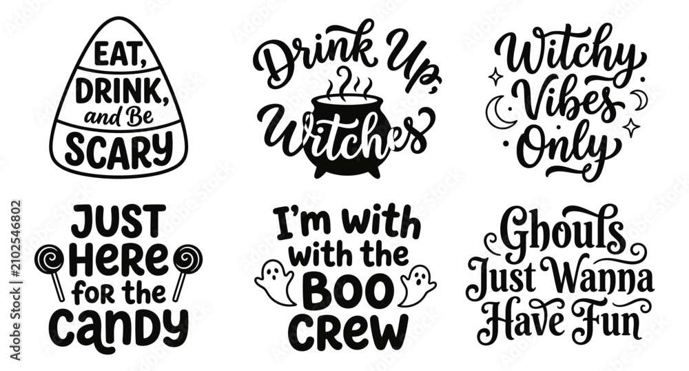 Obraz premium Set of funny halloween quote designs