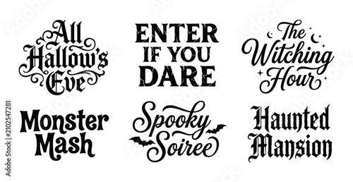 Foto Set of spooky halloween text designs