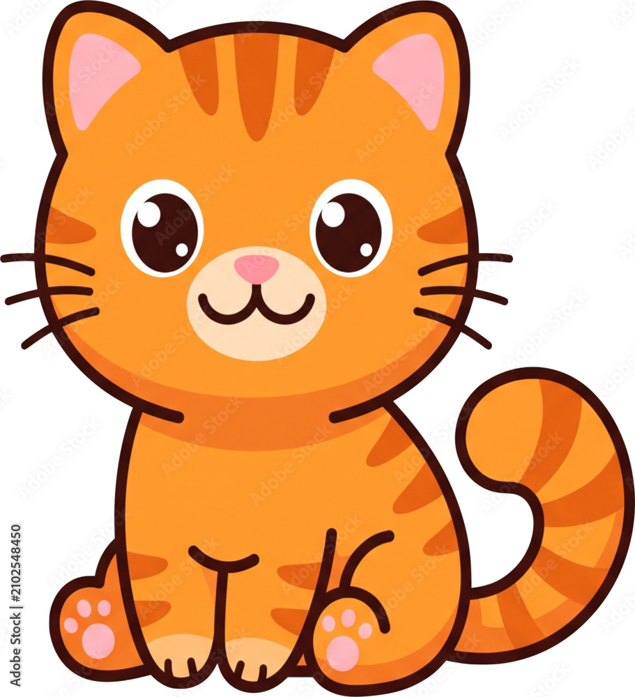 Obraz premium Cute Orange Cat Cartoon Vector