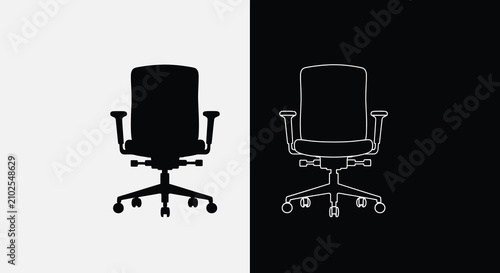 Foto Office chair depiction with a dark silhouette against a white background and its