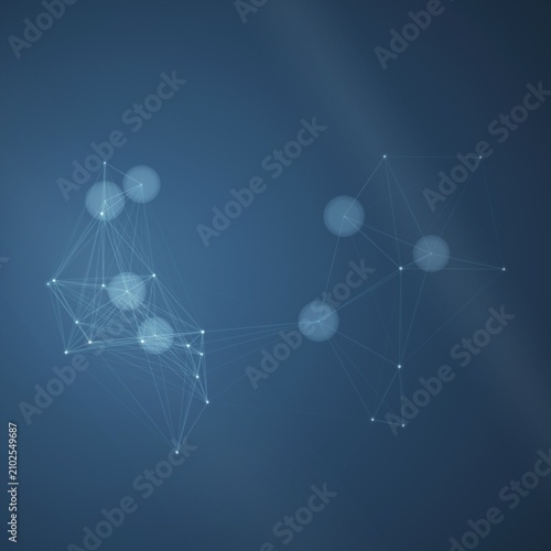 Fotografie Abstract network of points and lines with glowing circles