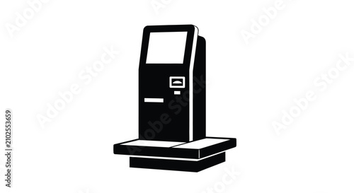 Foto Self service kiosk with a screen and card reader black and white silhouette self