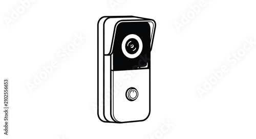 Fotografía Digital door viewer with circular lens and button black and white silhouette doo