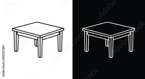 Isometric table outline with contrasting backgrounds a black and white silhouette furniture desk wood home interior design