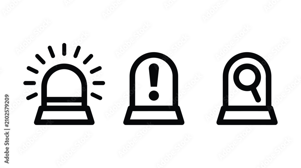 Obraz premium Siren vector icon set featuring alert and search symbols