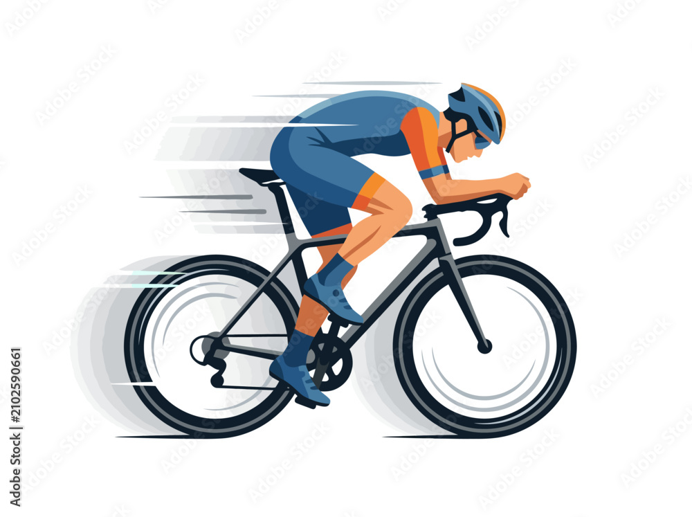 Obraz premium Professional cyclist racing on a road bike with speed motion blur.