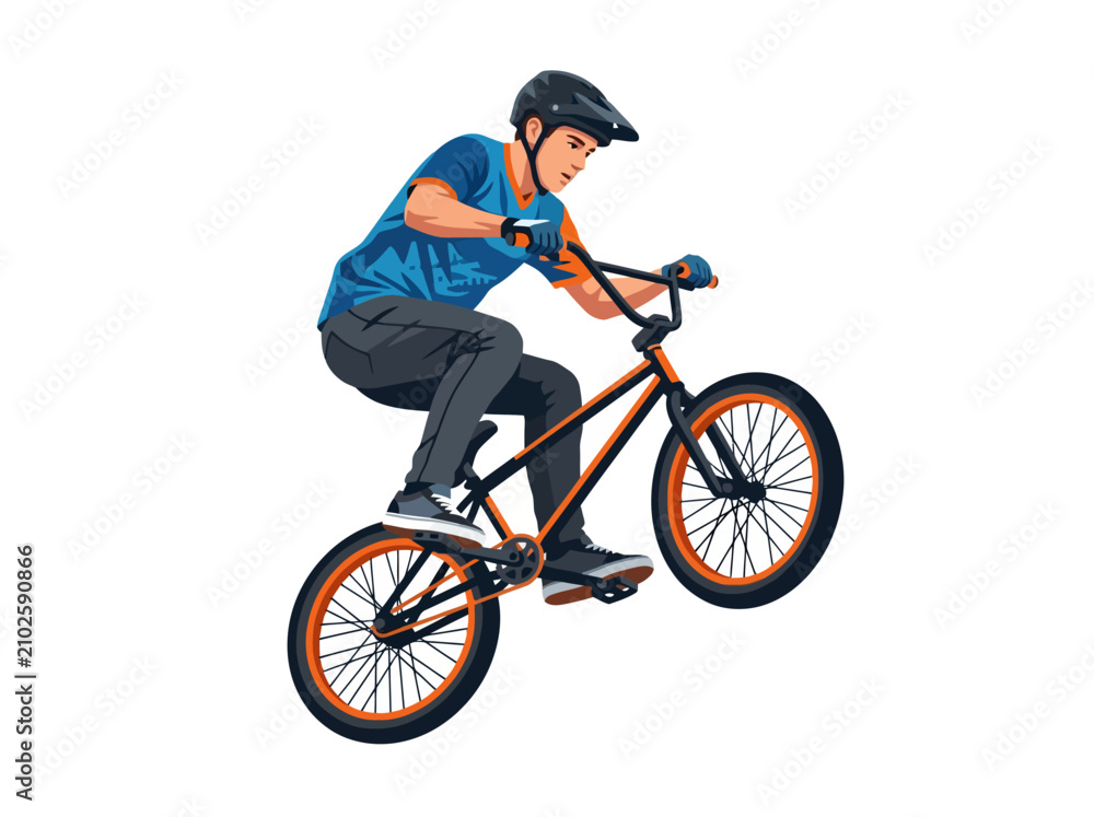 Obraz premium A young man performing a mid air stunt on a bmx bicycle.