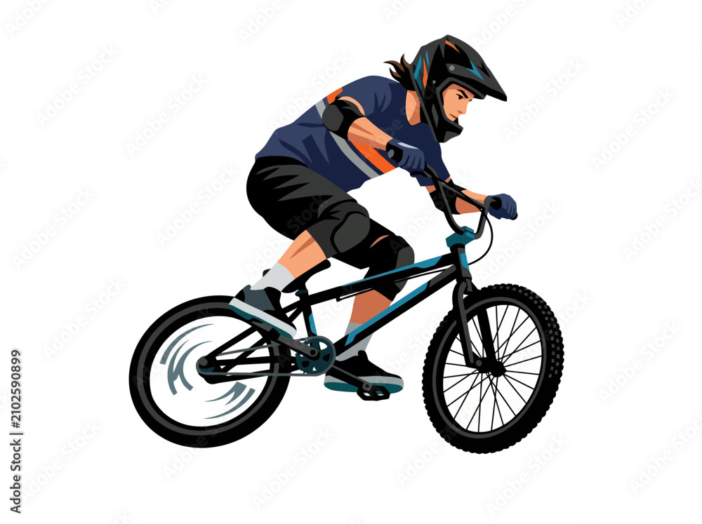 Fototapeta premium A professional cyclist performing a dynamic stunt on a BMX bike.
