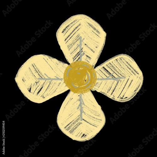 Begonia flower animated sticker with transparent background, hand-drawn wiggle line art