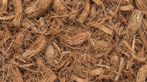 Close Up Texture of Natural Brown Coconut Coir Fiber.