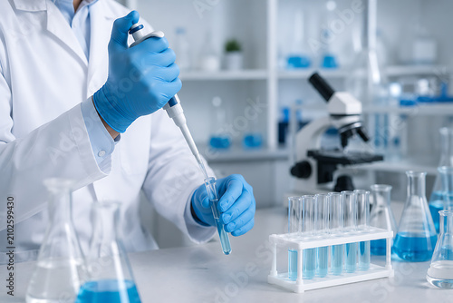 Laboratory Technician Taking Sample from Test Tube – Scientific Research and Medical Analysis