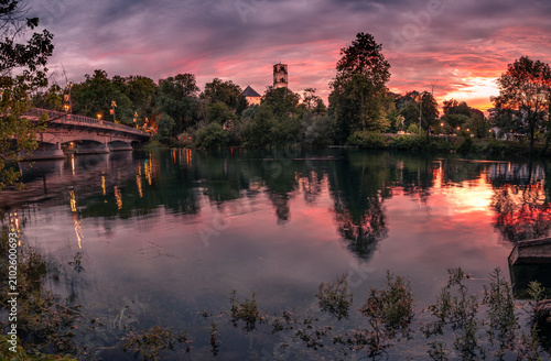 sunset over the river