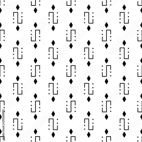 Minimal Geometric Seamless Pattern with Abstract Lines Dots and Diamond Shapes