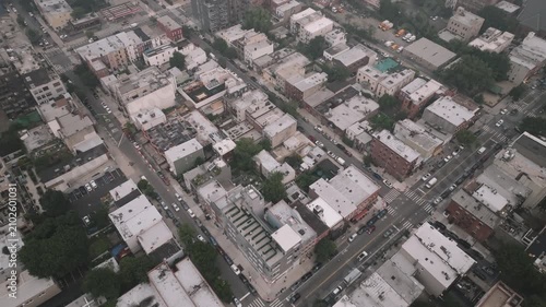 Aerial view of Queens, New York under a blanket of smoke.