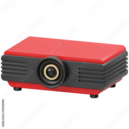 Canvas Print 3D clay projector red black, presentation movie cinema meeting display technolog