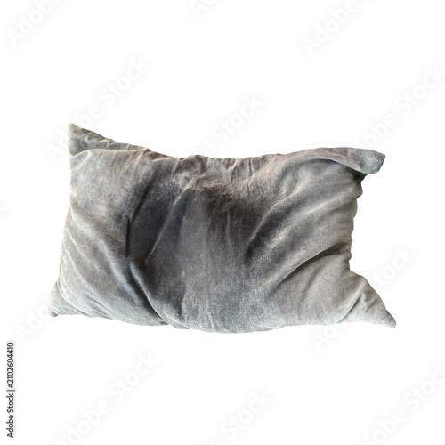 old dirty pillow isolated on white background
