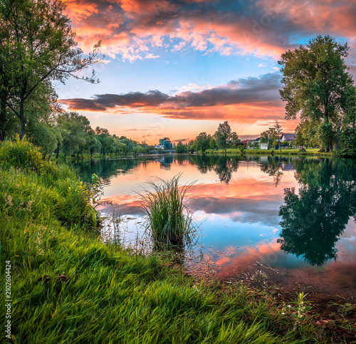 sunset over the river