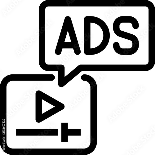 digital video player advertisement icon vector object illustration