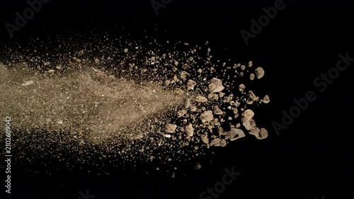 Super Slow Motion Shot of Exploding Soil at 1000fps.